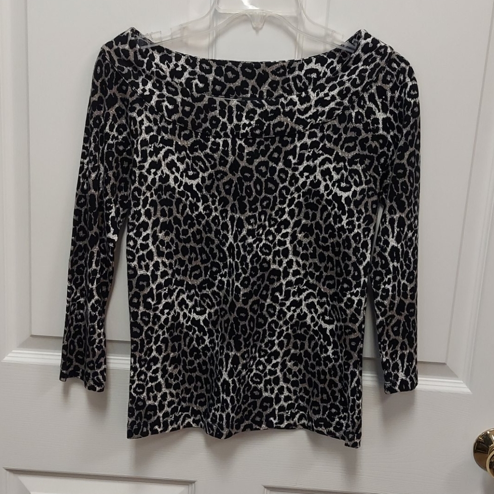 Raffaello Leopard Print 3/4 Sleeve Top Pet.Small